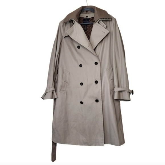 Mens Brooks Brothers Tan Brown Bemberg Wool Cashmere Trench Coat Rain Winter - Picture 4 of 16